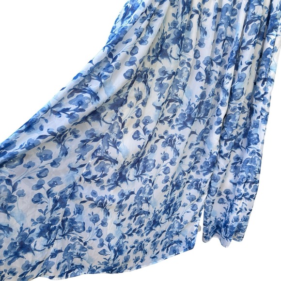 Abercrombie & Fitch Romantic Blue Floral Maxi Dress Cottagecore Summer M - Picture 5 of 13